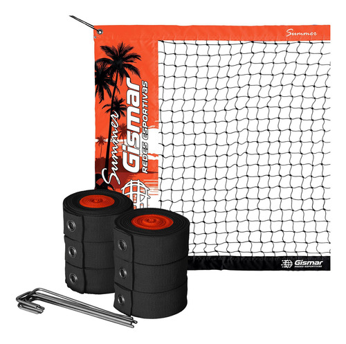 Rede Multisport Orange Sunset - 9,5m X 1m - Preto/laranja