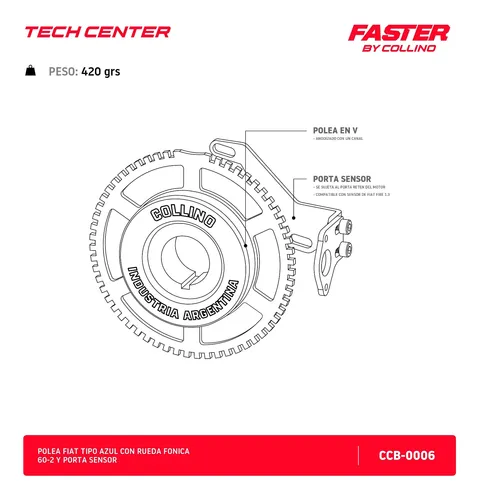 Polea Collino R Fonica 60-2 Para Fiat Azul Port Sensor