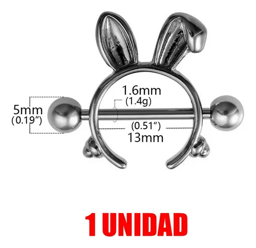 Piercing Pezón Nipple Rabbit Conejo Acero Quirúrgico Pw3z