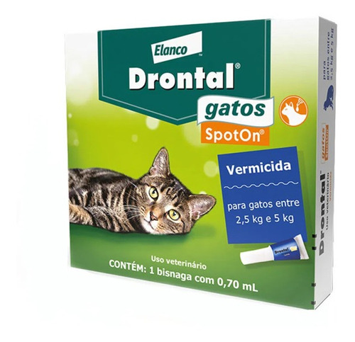 Vermífugo Para Gatos Drontal Spot On 0,70ml 2,5kg À 5kg