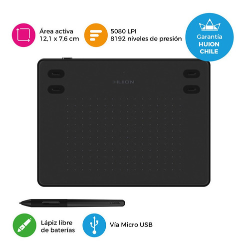 Tableta Gráfica Digitalizadora Huion Rte-100 Black