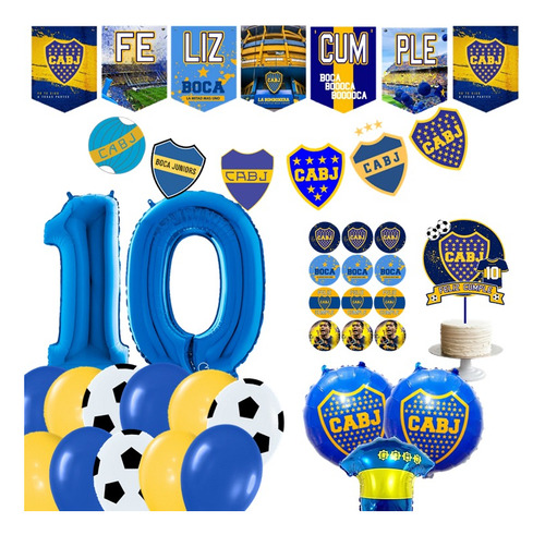 Pack Combo Globos Boca Juniors 2 Números 70cm Y Banderín 