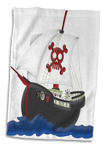 Barco Pirata Rosa En 3d Con Calavera Y Huesos, Ilustración D