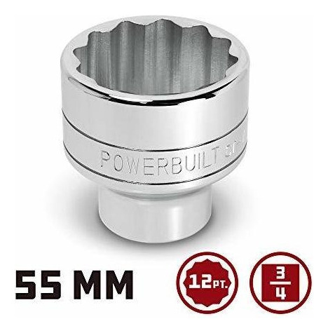 Dado De 55 Mm Con Impulsor De 3/4 De Pulgada, 12 Puntos, Dis