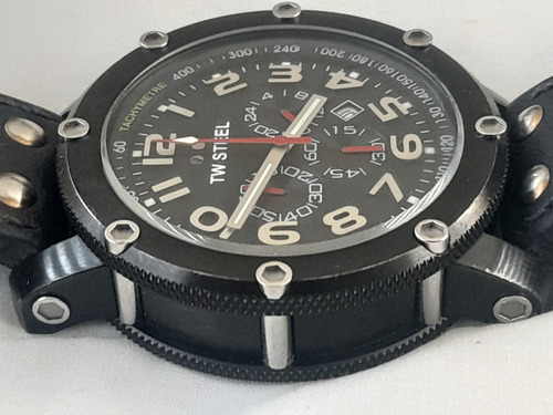 Reloj De Pulsera Tw Steel Crono Piel Todo Original Negro Negro Negro (Usado)