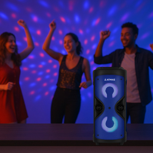 Caixa De Som Potente Bluetooth Portátil Com Alto Falante Potente Até 6 Horas De Bateria Caixa De Som Bluetooth Portátil Com Microfone Usb 10w Marca Atmas