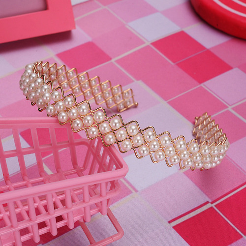 Diadema Meiwei Net Gold Para Niños Con Perlas, Accesorios Pa