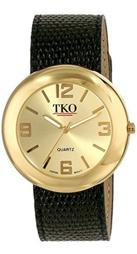 Relojes De Ra Para M Mujer Tk616-gbk Oro Negro Cuero Slap Sl