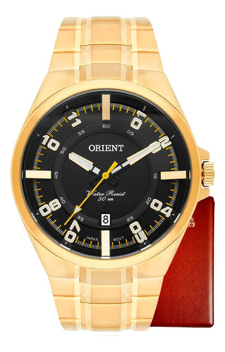 Relógio Orient Masculino Dourado Sport Mgss1158 P2kx - Aço Cor Do Fundo Preto
