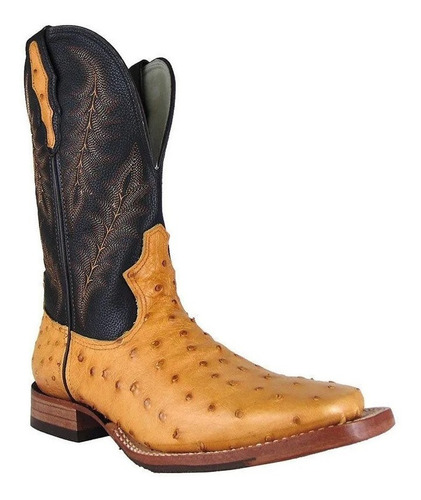 Bota Country Masculina Wrangler Avestruz Conhaque