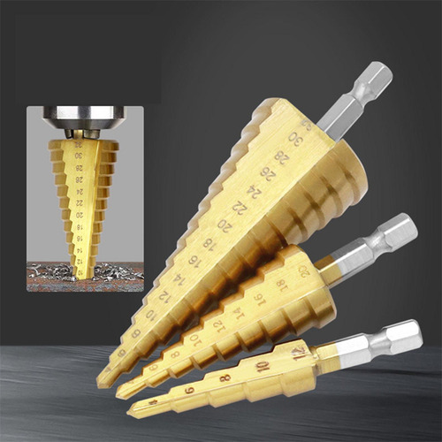 Brocas Escalonadas 3x, 4-12/4-20/4-32mm, Mango Hexagonal