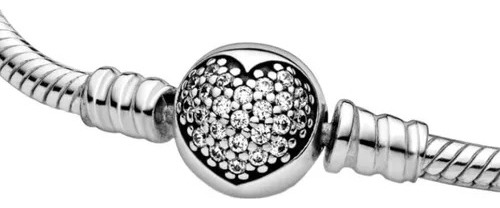Pulsera Pandora Moments Corazón Brillante S925 Color Plata Largo 18 Cm