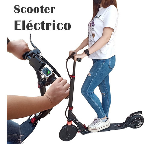 Patin Scooter Eléctrico Recargable Adultos Y Niños Veloz Pot Color Negro