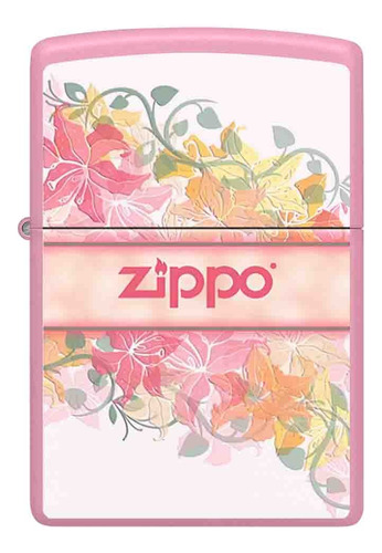 Encendedor Zippo Rosa Diseño De Flores Con Logo Zippo