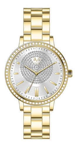 Reloj De Mujer V1969 Italia Dorado Con Cristales