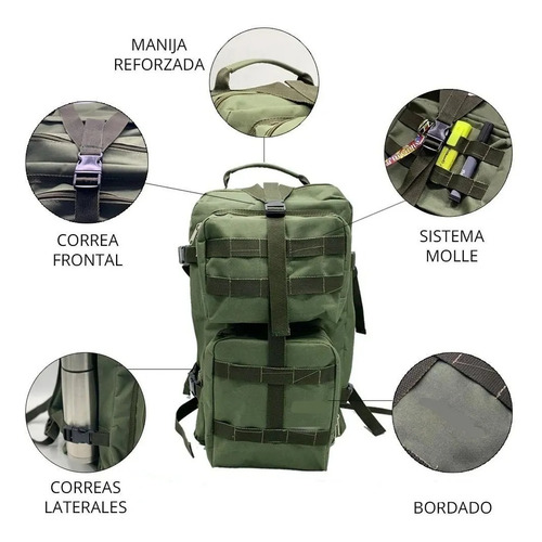 Imagen 3 de 7 de Mochila Tactica Asalto Trekking Militar Molle 30lts