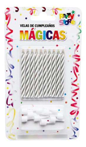 Velas De Cumpleaños Para Tortas Magicas X10 Con Portavelas