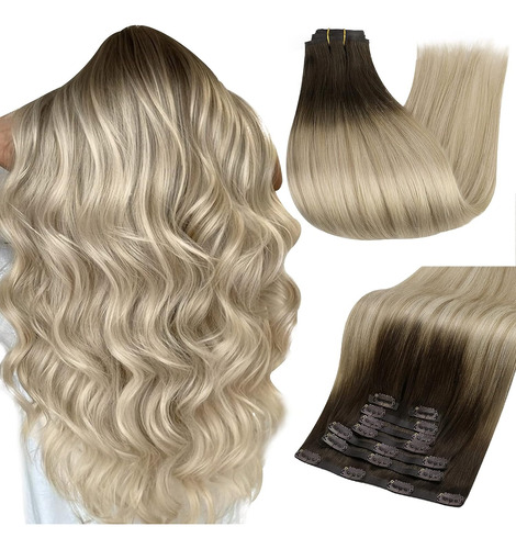 Extensiones Cabello 100% Real 14in 120gr Rubio Con Reflejos