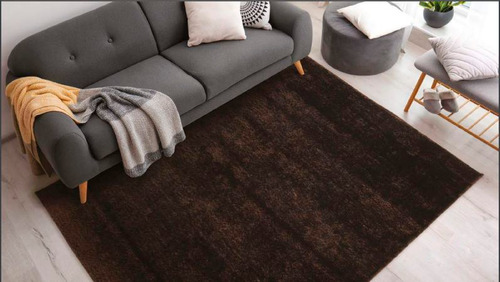 Tapete Fancy Shaggy Luxo Felpudo Sala E Quarto 1,50m X 1,00m Cor Tabaco Desenho do tecido Liso