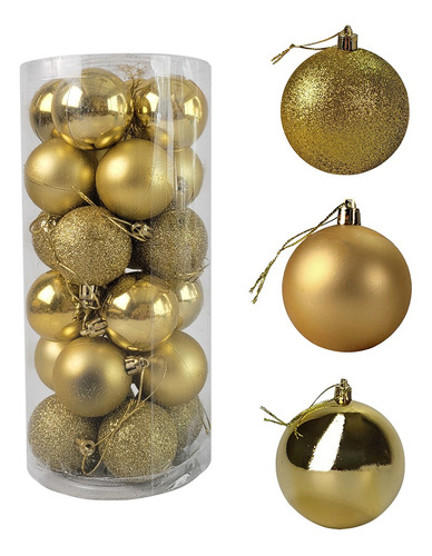 Set De Globos Bolas Navideños  Brillantes Decorados Pino X24