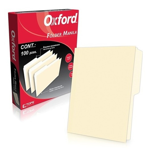 Folder Papel Carta Pendaflex 1/2 Ceja Color Crema C/100 Pzs