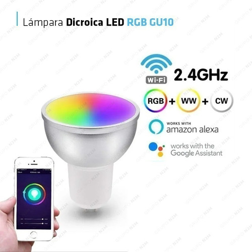 Lampara Smart Led Wifi Luz Inteligente Dicroica Pack 4 Rgb