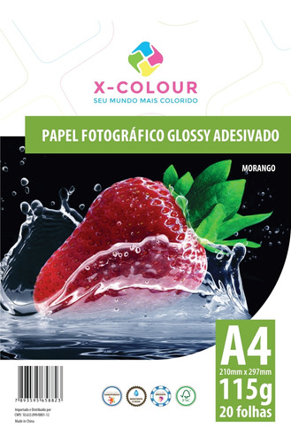 Imagem 1 de 1 de Papel Foto Glossy Adesivo 115g 200 Folhas X-colour