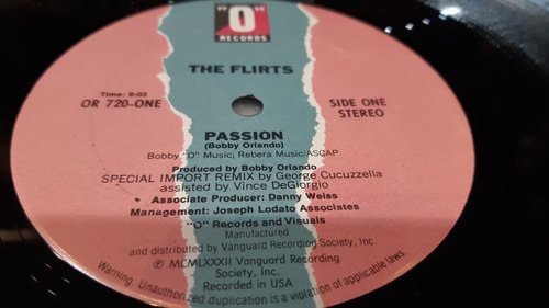 The Flirts Passion Vinilo Maxi Usa 1982 Muy Bueno 2 Mixes