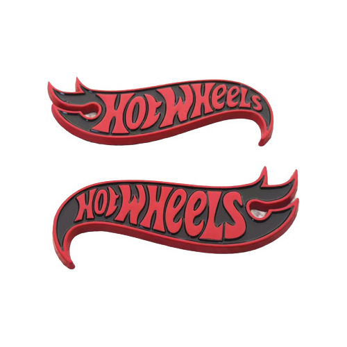 2 Emblemas 3d Hot Wheels Metal Rojo Con Negro Autoadherible