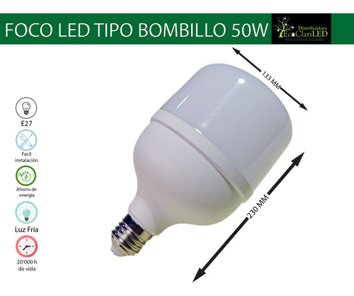 3 Pack Foco Led 50w Ahorrador Tipo Bulbo Socket E27 Hee