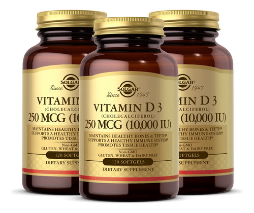 Solgar Vitamina D3 10000 Ui 250 Mcg Cápsulas Blandas 360