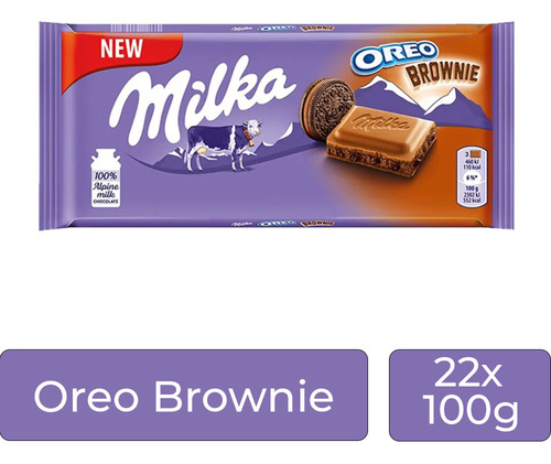 Chocolate Milka Oreo Brownie Barra Kit Com 22 Unid De 100g