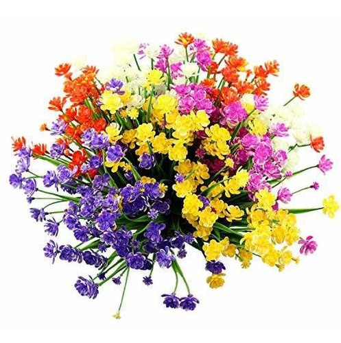 10 Flores Artificiales Exteriores  Resistentes Rayos Uv...