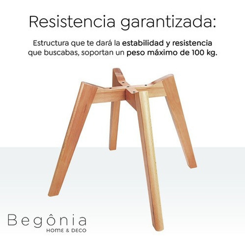Imagen 5 de 10 de Set De 2 Sillas Tulip Para Comedor Acolchada Madera Begônia
