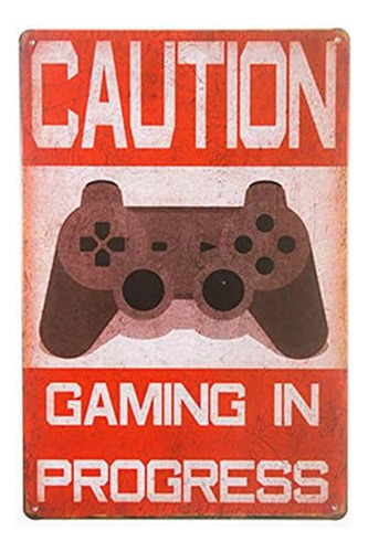 Dingleiever-shabby Chic Funny Caution Gaming In Progress - C