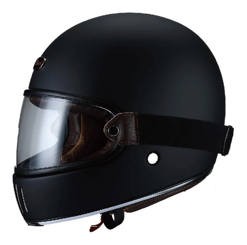 Casco Retro Para Moto Beon B511 Negro Mate Con Goggles