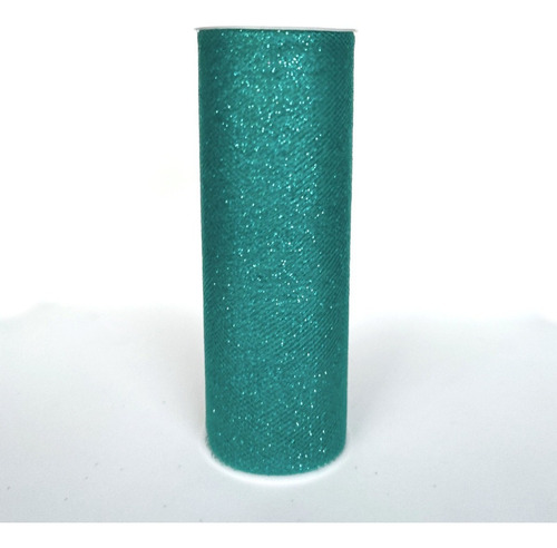 Tul Con Diamantina Azul Jade Manualidades 15 Cm / 9 M