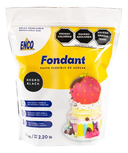 Fondant Negro Sabor Vainilla 1 Kg Enco