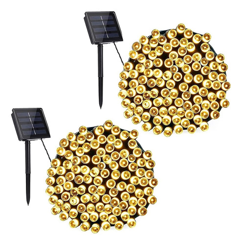 Cadena De Luces Solares, 2 Paquetes De 72 Pies, 200 Led...