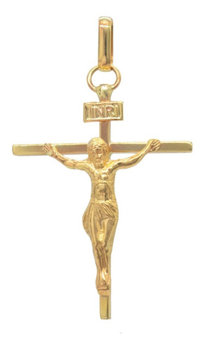 Dije Cruz Cuadrada Con Cristo Oro 10k 2.5cmx1.4cm