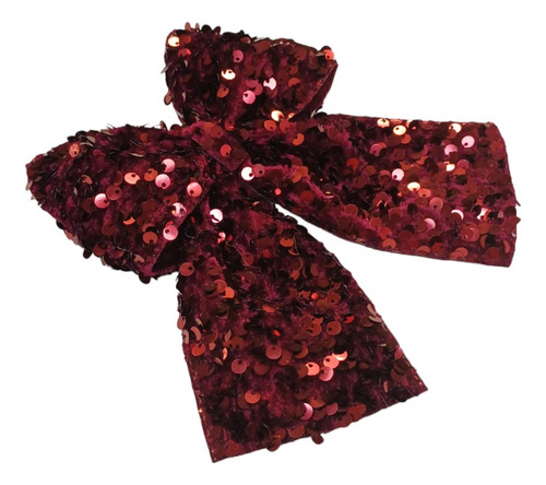 Moño Para Niñas De Lentejuela En Color Tinto