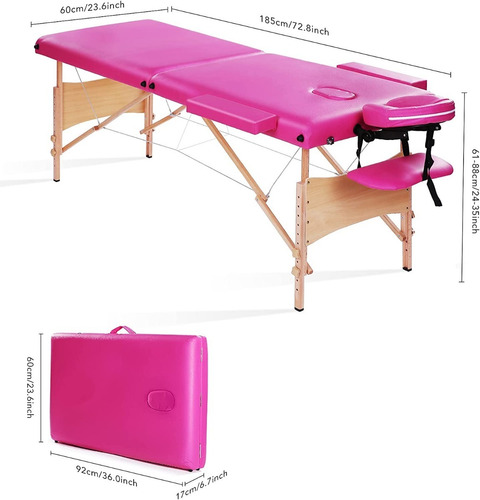 Cama De Masaje Profesional Portátil Plegable Ajuste Altura