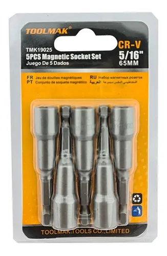 Juego De Adaptadores 5/16 Punta Magnetica 5 Piezas Toolmak