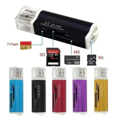 Lector De Meorias Usb 2.0  Sd Tf Misd M2 Ms Mmc Mricommc