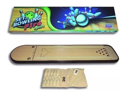 Bowling Mini Juego De Mesa De Madera Set Fire Familiar