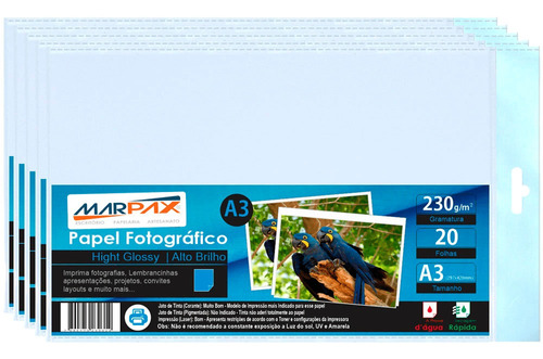 Papel Fotográfico Brilhante A3 230g 500 Folhas