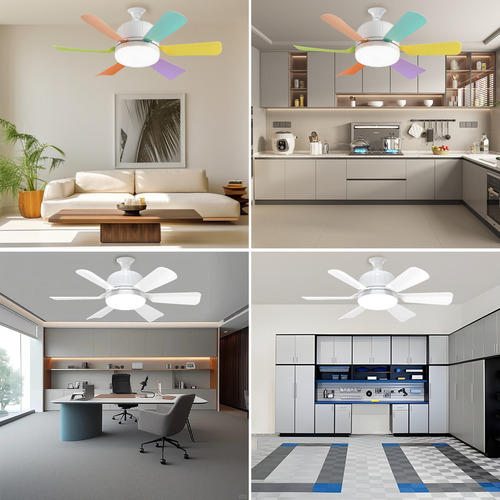Ventilador de Techo con Luz LED y Control Remoto, 6 Aspas Silencioso - 3 Velocidades, Ahorro Energético, Fácil Instalación para Sala/Dormitorio/Interior