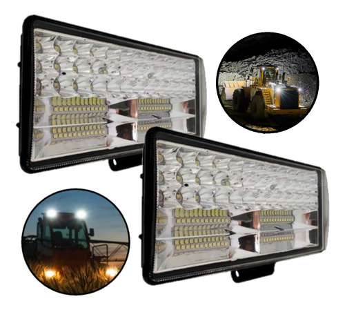 Kit 2 Farol Milha 252w Forte 12v/24v Quadrado Off-road 6000k