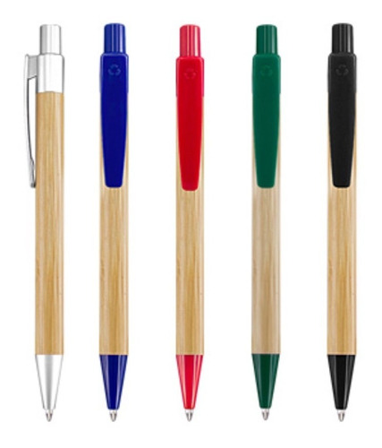 Lápiz / Bolígrafo De Bamboo Estampado Personalizado Pack 50u