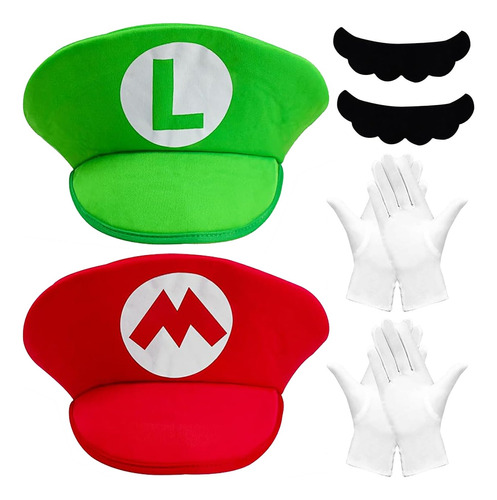 Gorro Super Mario Bros,mario Y Luigi+bigote+guantes